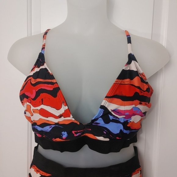 Swim icon 2 piece multi color plus size - Picture 2 of 8